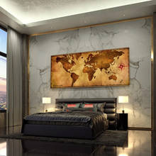 Mapa do mundo moderno pintura em tela impressão de ouro azul cinza mapa do mundo cartaz do escritório estudo decoração da parede arte imagem pintura decoração 2024 - compre barato