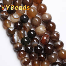 Natural Coffee Color Stripes Agates Beads 4 6 8 10 12mm Round Loose Charm Beads For Jewelry Making DIY Women Bracelets Ear Studs 2024 - buy cheap
