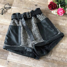 Brand new design women's high-rise Autumn winter high quality genuine leather wide-leg short pants B472 2024 - buy cheap