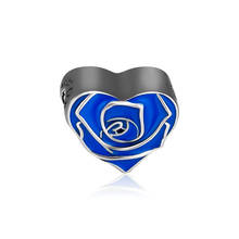 CKK Fits Pandora Bracelets 925 Sterling Silver Blue Rose Heart Charms Beads for Jewelry Making Accessories kralen 2024 - buy cheap