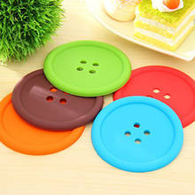 1PcSimple Button Coaster Creative Home Heat-resistant Round Water Coaster Non-slip Insulation Pad Silicone Table Mat Tea Coaster 2024 - buy cheap