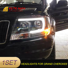 Автомобильный Стайлинг чехол для Jeep Grand Cherokee головной светильник s 1999-2004 светодиодный Jeep Grand Cherokee головной светильник Светодиодный дневной ходовой светильник demon 2024 - купить недорого