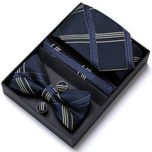 Conjunto de mancuernas para hombre, corbata de moño con diseño Floral, de seda, color dorado y marrón, regalo de vacaciones, novedad, venta al por mayor 2024 - compra barato