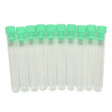 Tubo de plástico duro para laboratorio, tubos de prueba de poliestireno de alta transparencia, transparentes, con tapón de tapa verde, suministro de laboratorio escolar, 10 Uds. 2024 - compra barato
