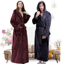 Robe feminino inverno extra longo, grosso, de flanela, quente, robe para banho, casamento 2024 - compre barato