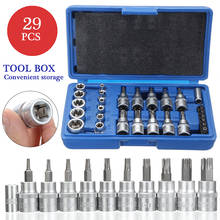 Juego de brocas de enchufe Torx macho y hembra, adaptador de llave de enchufe, máquina de Motor, herramienta de reparación del hogar, 29 piezas, 1/4, 3/8, 1/2 2024 - compra barato