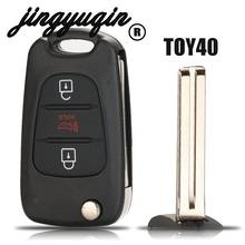 Jingyuqin capa para chave de carro, para hyundai i20 i30 ix35 i35 accent kia picanto sportage k5, chave dobrável com 3 botões 2024 - compre barato