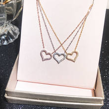 Женское Ожерелье с микро цирконием YUN RUO, кулон в виде сердца цвета розового золота из титановой стали 316 л, никогда не выцветает 2024 - купить недорого