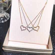 YUN RUO New Arrival Rose Gold Color Micro Pave Zircon Stone Heart Pendant Necklace 316 L Titanium Steel Woman Jewelry Never Fade 2024 - buy cheap