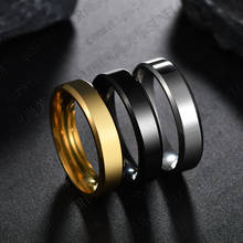 Обручальные кольца для мужчин и женщин, гладкие простые антиаллергенные ювелирные изделия из титана черного золота, бижутерия, хороший подарок 2024 - купить недорого