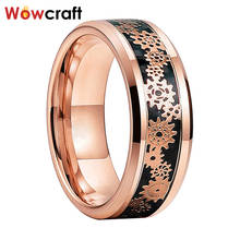 8mm Rose Gold Tungsten Gear Wheel inlay Rings Black Carbon Fiber Inlay Wedding Bands Comfort Fit 2024 - buy cheap