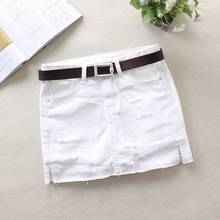 White Denim Skirt Women 2021 Summer Fashion High Waist Jeans Skirt Sexy Stretch Ripped Pencil Skirts Casual Jupe Faldas 2024 - buy cheap