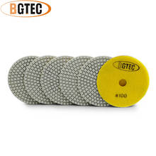 BGTEC 4inch 6pcs #100 wet diamond flexible polishing pads 100mm granite, marble, ceramic grinding disc 2024 - buy cheap