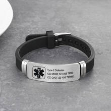 Free Engraving Medical Alert ID Bracelet for Kids and Adult Silicone Wrist Band Stainless Steel Tag Emergency Remind Jewelry 2024 - buy cheap