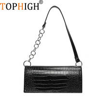 TOPHIGH Female Mini Tote bag  New Quality Leather Women's Designer Handbag Crocodile pattern Chain Shoulder Messenger Bag 2024 - buy cheap