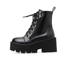 Xibeilove-botas bajas de punta redonda para mujer, botines cómodos, impermeables, con plataforma y cordones, con cremallera y tacón de cuña inferior antideslizante, 2020 2024 - compra barato