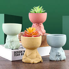 Vaso de plantas em vaso para suculentas, 2 peças de cerâmica, bonsai criativo de desenho animado para decoração da casa 2024 - compre barato