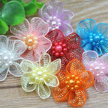 20 pcs U pick Organza Ribbon Flowers Bows w/Beads Appliques Wedding Craft A011 2024 - buy cheap