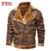 Men's Coats Suede Leather Jacket Chamois Parkas Male Fur Collar Wnter Fleece Warm Bomber Coat Casual Outwear Chaqueta Hombre 2024 - buy cheap