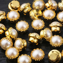 6mm/8mm/10mm ABS Round Pearl DIY Sew On Pearl Rhinestone Flat back Gold Claw With Holes Sewing Pearl For Clothing Decoration 2024 - buy cheap