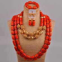 Orange/Red/White Fashion Coral Necklace African Jewelry Set Nigerian Wedding Coral Beads Bridal Jewelry Sets 20-H2 2024 - buy cheap