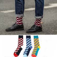 Fashion Harajuku style unisex street fashion cotton socks hip hop skateboard men socks fun plaid checkerboard pattern socks 2024 - buy cheap