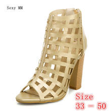Women Gladiator Sandals Square High Heels Summer Shoes Woman High Heel Sandals Plus Size 33 - 40 41 42 43 44 45 46 47 48 49 50 2024 - buy cheap