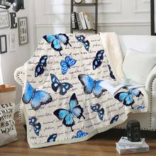 Butterflies Sherpa Blanket on Bed Blue Plush Throw Blanket for Kids Bedspread Animal Fluffy Blanket Cartoon Thin Quilt Dropship 2024 - buy cheap