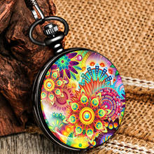 Reloj de cuarzo con diseño floral multicolor para mujer, accesorio de pulsera con diseño de flores, varios colores, en color negro, con números arábigos, esfera colgante con uso duradero, regalo para niña 2024 - compra barato