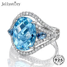 Jellystory-anillo clásico de Plata de Ley 925 con forma ovalada de zafiro, joyería con piedras preciosas, regalo de fiesta de boda, venta al por mayor 2024 - compra barato
