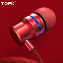 TOPK F16 In-Ear Earphone for iPhone Xiaomi Samsung Phone 3.5mm Wired Stereo Bass Headset With Microphone 2024 - buy cheap