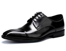 Zapatos derby de cuero genuino con punta cuadrada para hombre, calzado formal de negocios con cordones, a la moda, novedad 2024 - compra barato