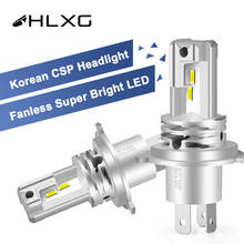 HLXG светодиодный мини-проектор H4 CSP, лампы дальнего/ближнего света для автомобильных фар, мотоциклетный Светодиодный прожектор H4, 12 В, 6000K, 12000 лм 2024 - купить недорого