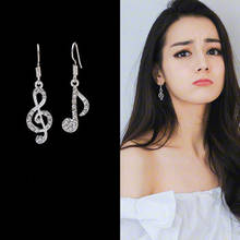 Fashion Romantic Elegent Drop Alloy Earrings Rhinestone Asymmetriy Musical Note Silver Color Earrings Women's Jewelry 2024 - buy cheap