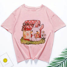Bunny Kawaii Graphic Print T-shirt Women Harajuku Aesthetic Pink Top Ullzang Tshirt New Summer Fashion Y2k Casual Female T Shirt 2024 - buy cheap