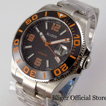 BLIGER New Arrival Orange Black 43mm Automatic Men Watch 21 Jewels MIYOTA 8215 Brushed Oyster Bracelet Sapphire Crystal Date 2024 - buy cheap