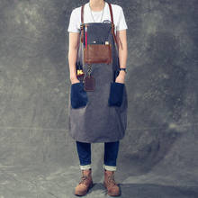 Adjustable Genuine Leather Strap Apron Waterproof for Women Men BBQ Senior Cafe Work Aprons Cooking Barber Kitchen Customized 2024 - buy cheap