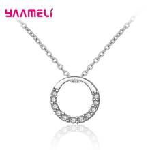 Simple Style Round Circle Loop Pendant Necklace for Women Birthday Christmas Gift Solid 925 Sterling Silver Austrian Crystal 2024 - buy cheap