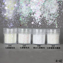 Polvo de lentejuelas para decoración de uñas, polvo de purpurina transparente multicolor, color blanco, 10ml, 1 caja 2024 - compra barato