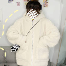 Women Fleece Hooded Coat Zip up Hoodies Autumn Winter Harajuku Warm Loose Pocket Fluffy Jackets Casual Coat Female Sweatshirt 2024 - buy cheap