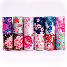 Random set 10yds/lot 3'' 75mm Japanese style flowers printed grosgrain ribbon,each is 2y 2024 - buy cheap