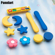 Pannlart 1 Pc Cartoon Rubber Door Handles for Kid Room Cute Blue Heart Star Moon Cabinet Knobs Drawer Pulls Furniture Handle 2024 - buy cheap