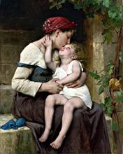 Póster de seda de Madre con hijo de Léon perrult para niños, póster de arte, decoración de pared del hogar, 24x36 pulgadas 2024 - compra barato