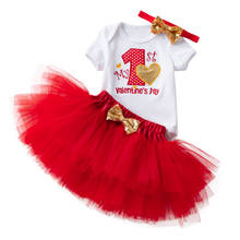 Roupas infantis de 0-24 meses, conjunto de festa de aniversário de menina, camiseta bordada requintada + saia tutu de laço + roupas de 3 peças 2024 - compre barato