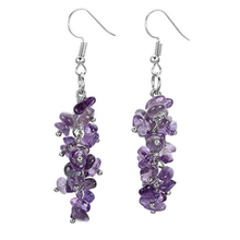 Silver Plated Irregular Shape Natural Purple Amethysts Stone Drop Earrings Ethnic Style Jewelry 2024 - buy cheap