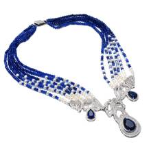 GuaiGuai Jewelry 20" 6 Strands White Pearl Blue Agate Necklace CZ Pendant 2024 - buy cheap
