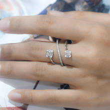 Anéis de noiva formato s de zircônia cúbica, anéis charmosos para casamento e presente de aniversário 2024 - compre barato