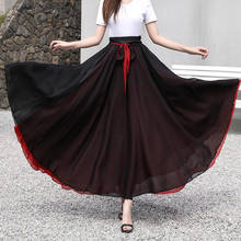 Summer Bohemia Women Stretch High Waist Solid Chiffon Skirt Casual Pleated Maxi Skirt Faldas Saias Jupe Femme Streetwear Y878 2024 - buy cheap