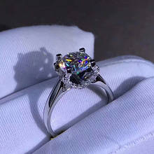 Anel de moissanite branca 9k, 1ct 2ct e 3ct df, estilo luxuoso, corte redondo, anel de proposta de noivado 2024 - compre barato