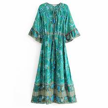 Vestido de praia floral feminino, vestido boêmio longo de verão com borla dd2472 2024 - compre barato